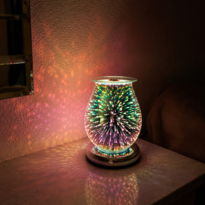 Oval 3D Electric Wax Melt Burner - Burst lit in the dark