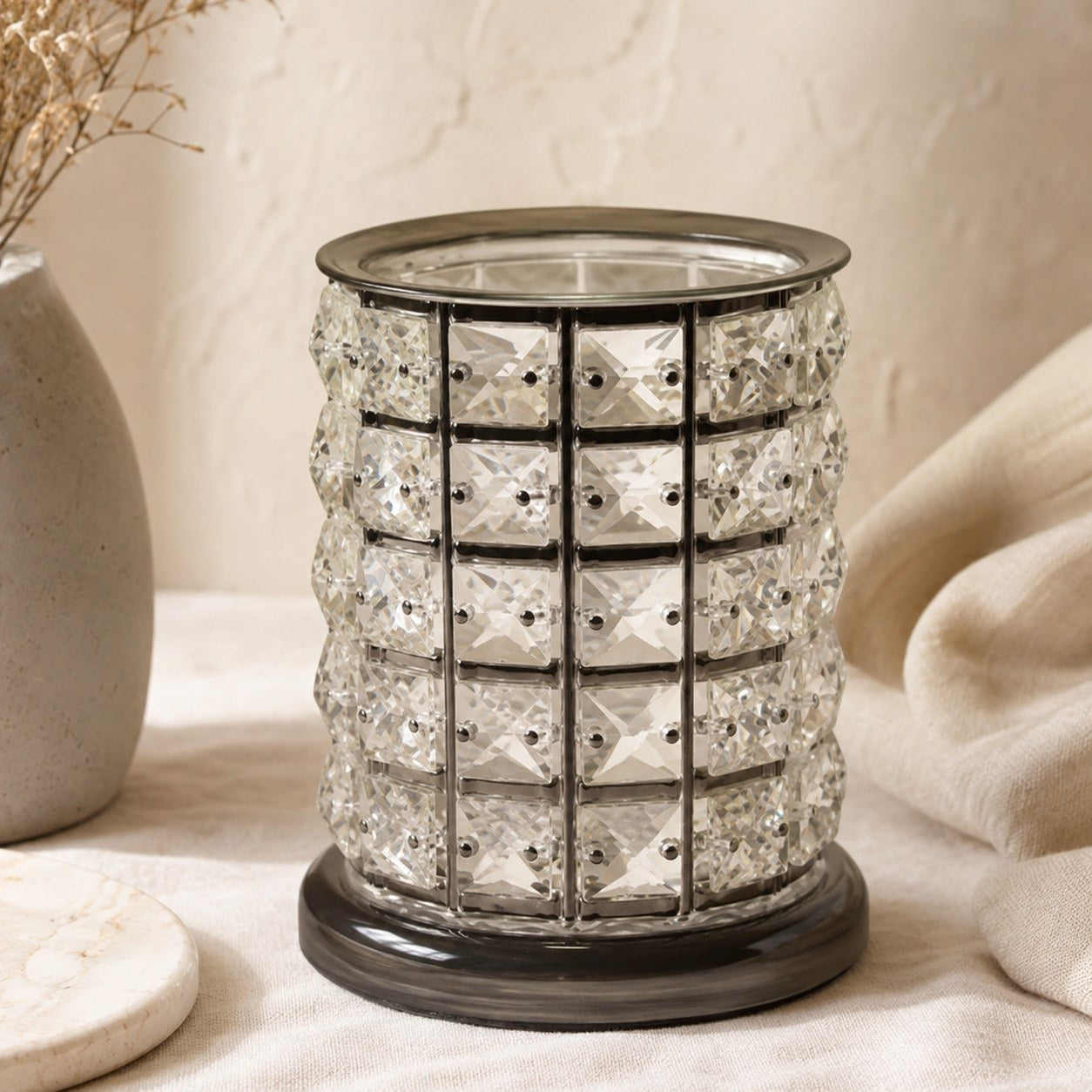 Clear crystal touch sensitive lamp wax melt burner