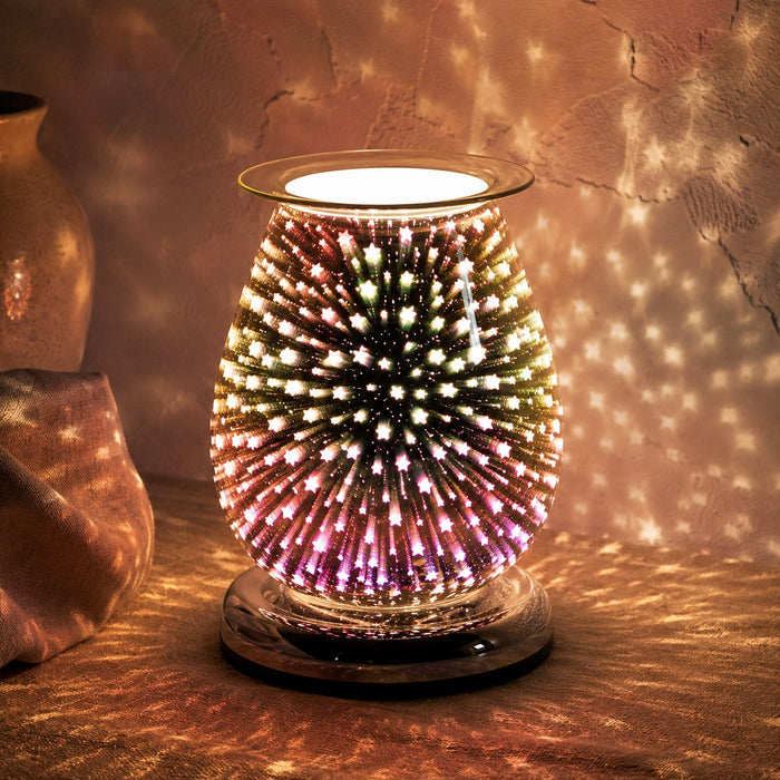 Oval 3D Electric Wax Melt Burner - Shooting Star lit in the dark