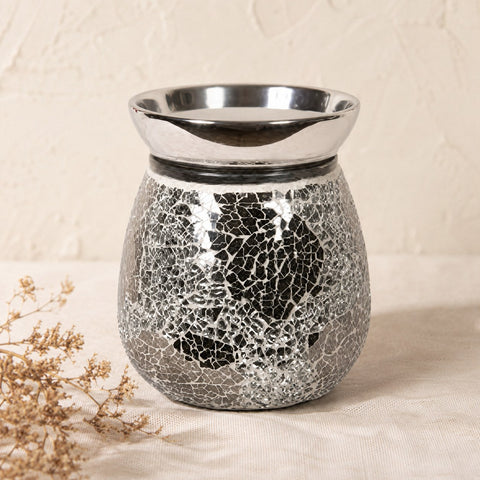 Silver crackle electric wax melt burner