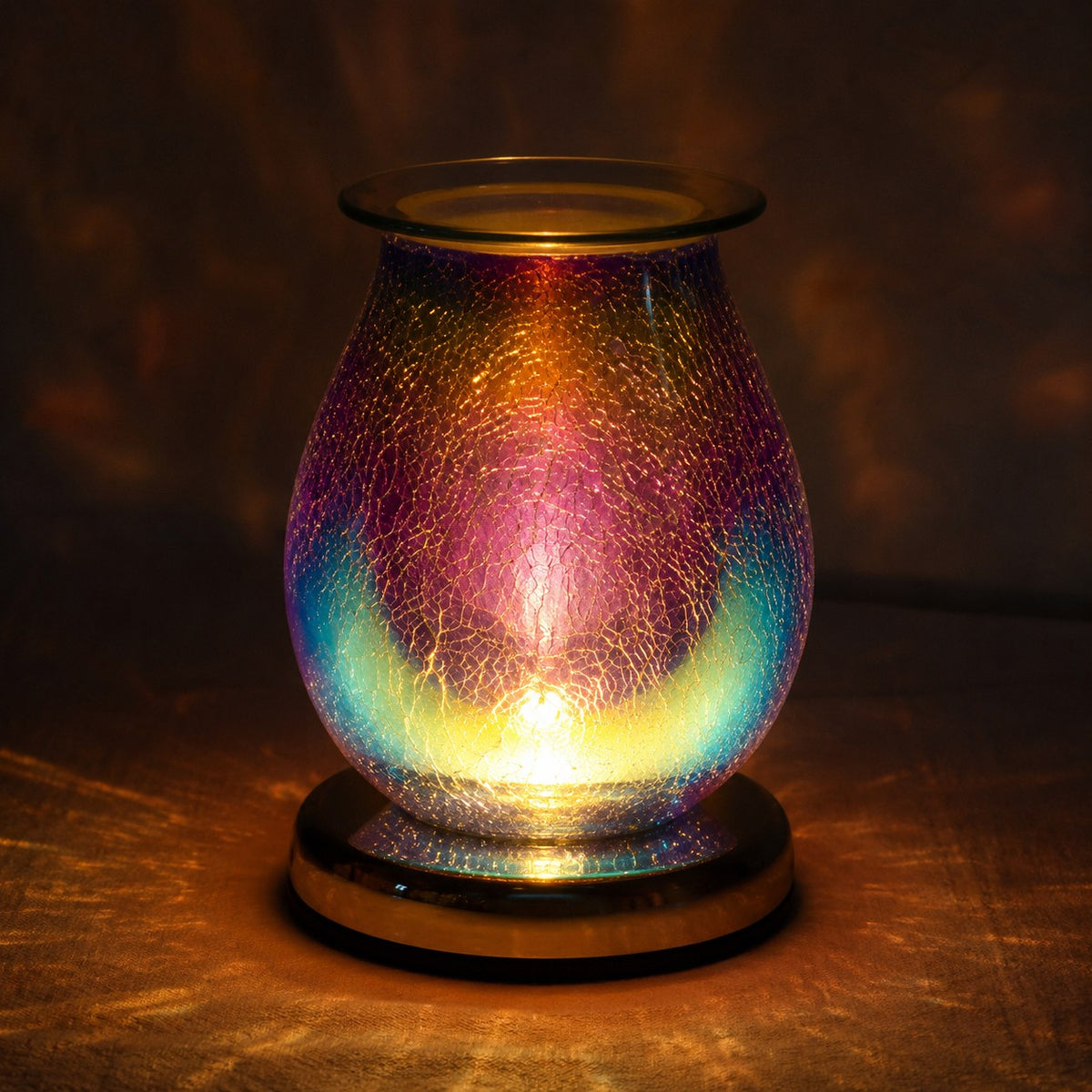 Waterdrop blue burner lit at night