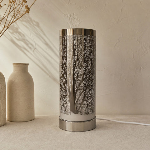 Purple and silver touch sensitive aroma lamp
