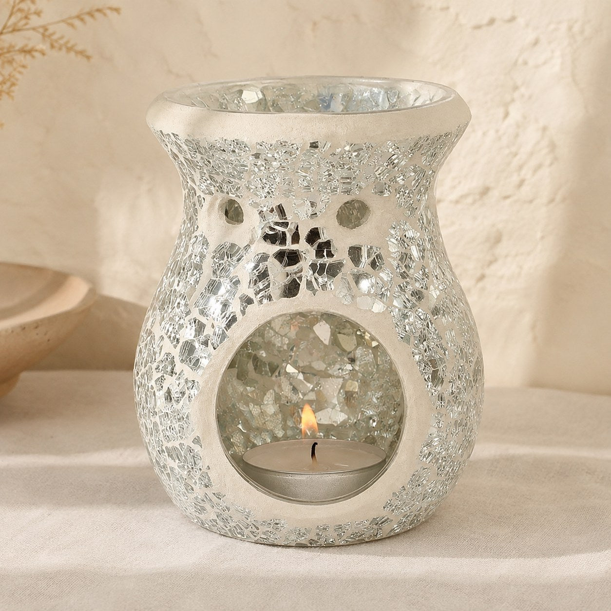 Silver crackle wax burner