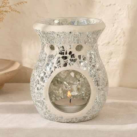 Silver crackle wax burner