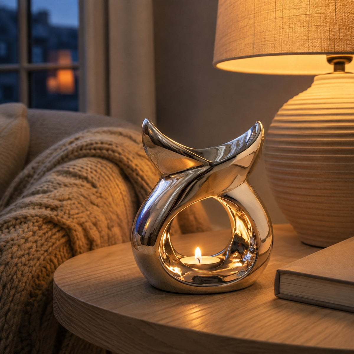 Chrome serenity melter in a cosy living room