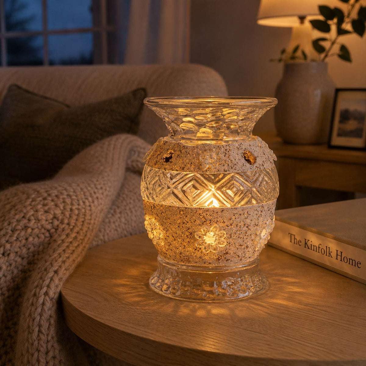 Belle Fleur oil burner in a cosy living room
