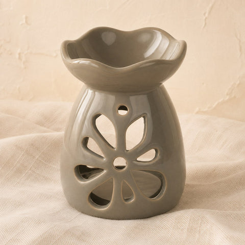 Ceramic grey and pastel floral oil and tart burner