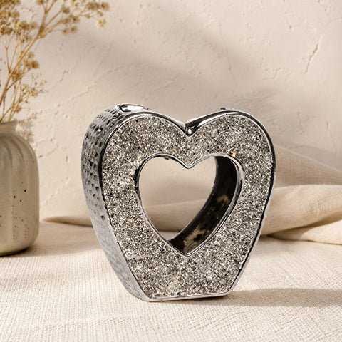 Silver crystal heart wax burner