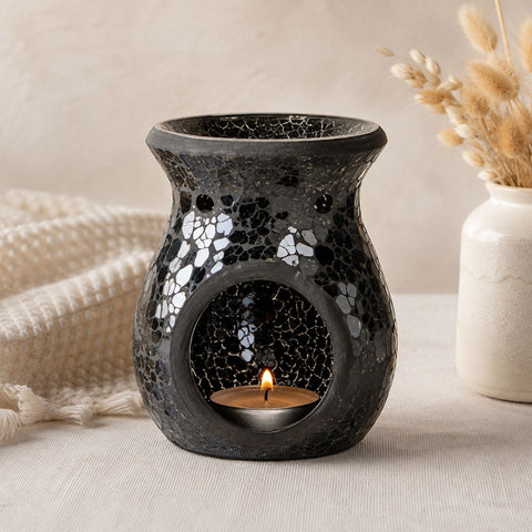 Wax burner with black crackle design
