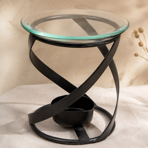Black metal spiral oil and tart burner