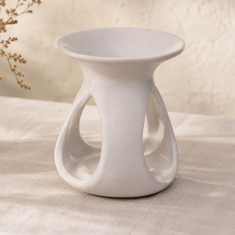 White tear drop ceramic oil and tart burner