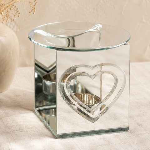 Silver heart wax melt oil burner