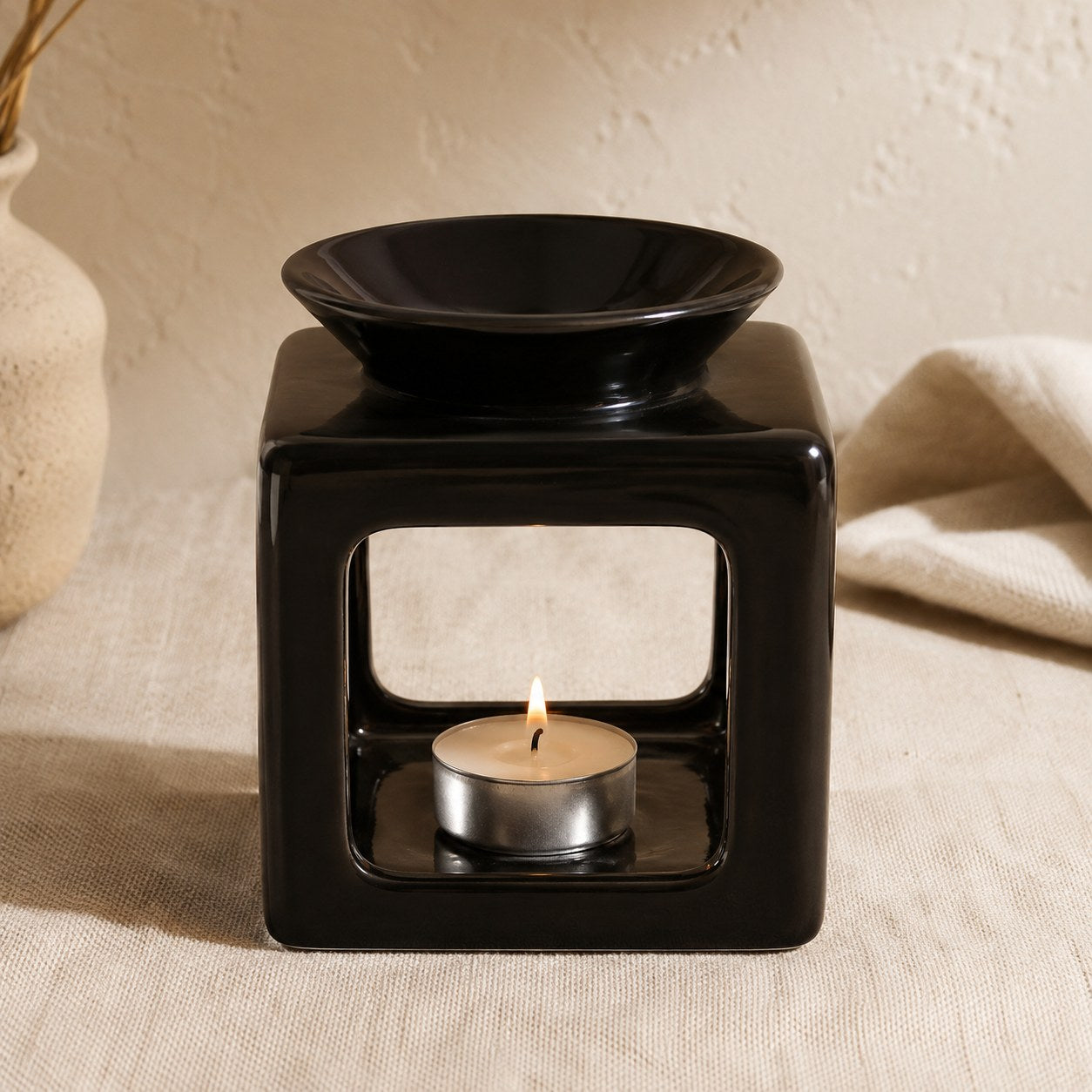 Midnight square wax melt burner