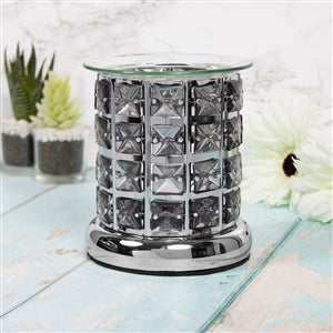 Black Glass Crystal Oil/Wax Warmer 12cm - Plus 15 Melts