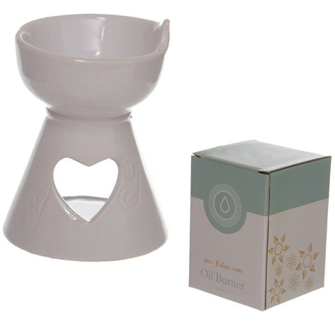 White Ceramic Heart Cutout Oil and Tart Burner - Plus 15 melts