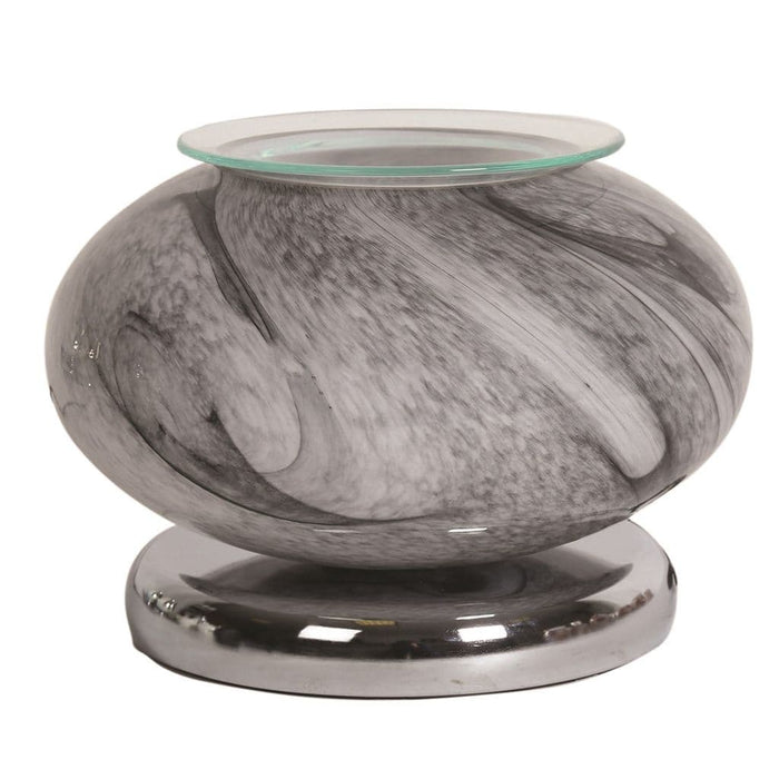 Grey Marble Ellipse -Electric Wax Melt Burner Touch lit in the dark