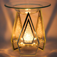 Diamond Shaped Wax Melter / Oil Burner With Crystals 12cm-  Plus 15 Melts
