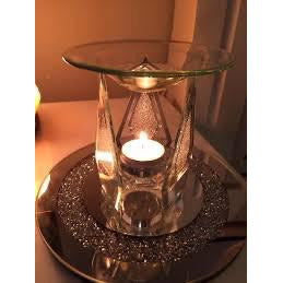 Diamond Shaped Wax Melter / Oil Burner With Crystals 12cm-  Plus 15 Melts